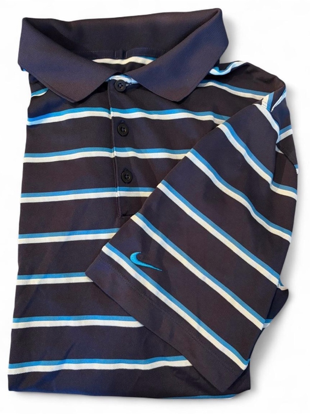 Nike Men’s XL Performance Short Sleeve Golf Shirt, Blue Stripes